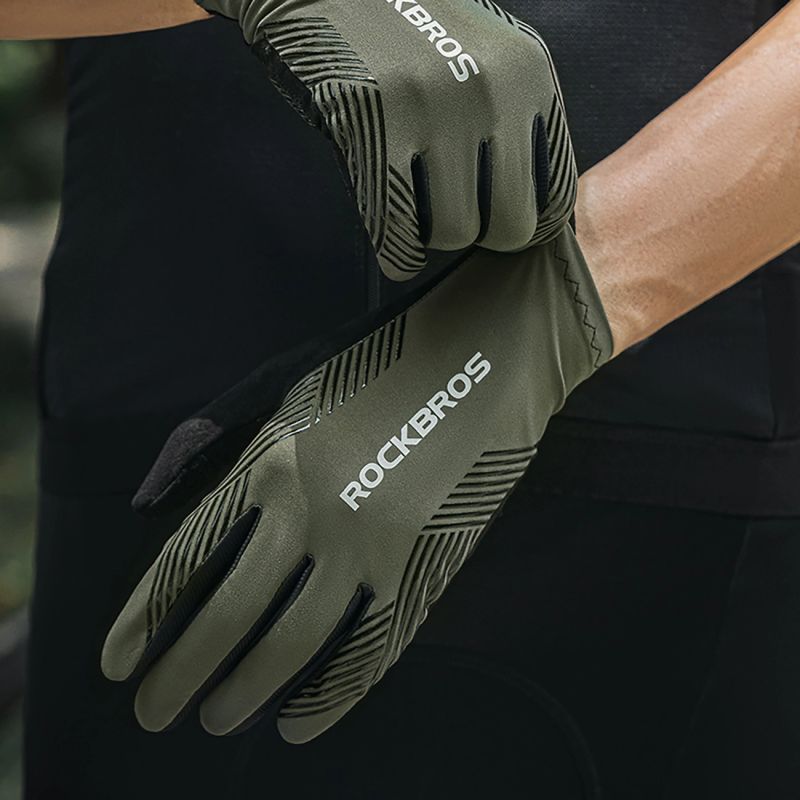 Rockbros cycling gloves spring/summer/autumn, full, size: S - green zielony \ s kesztyű