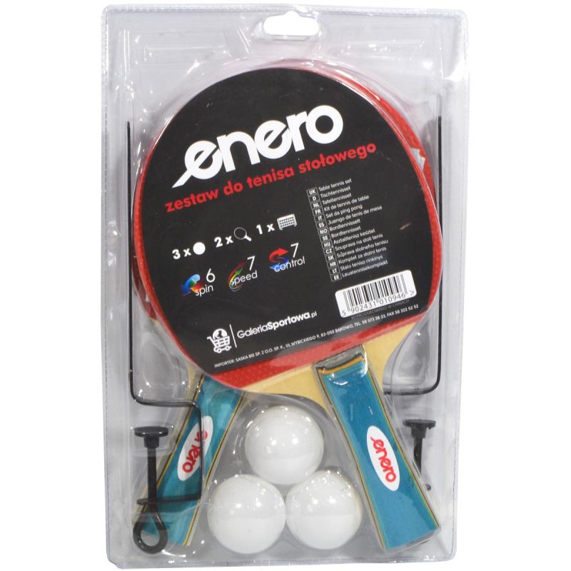 Enero Table Tennis Set 2 Rackets 3 Balls And Net fekete nets, sets