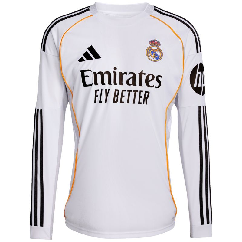 adidas Real Madrid 25/26 Long Sleeve Home Men's Jersey JN8884 fehér póló