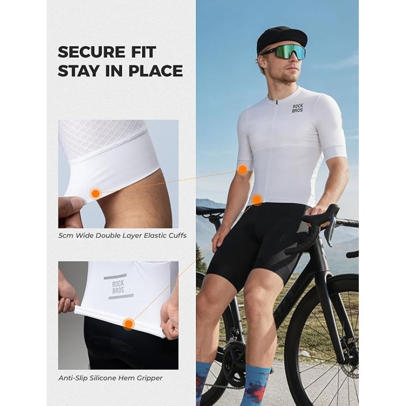 Rockbros Men's Cycling Jersey White 3D