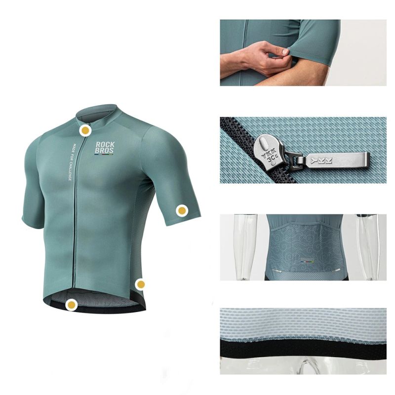 Rockbros 15120014018 ROAD TO SKY men's cycling jersey, short sleeve, L - gray-blue l \ niebieski póló