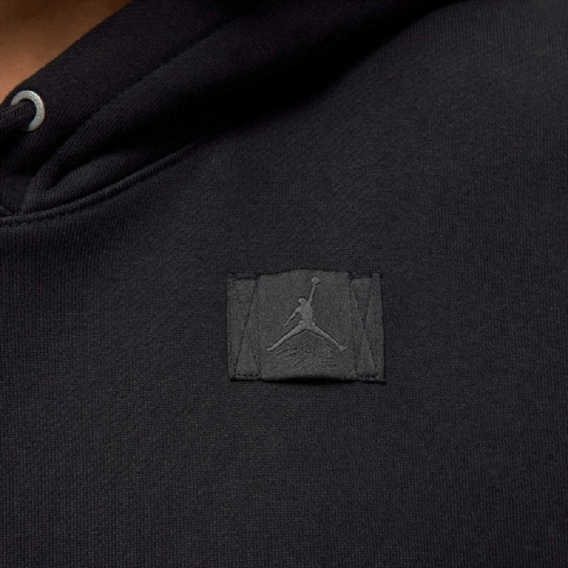 AIR Jordan Women's Flight Fleece Satin-Lined Pullover Hoodie Black - fekete pulóver