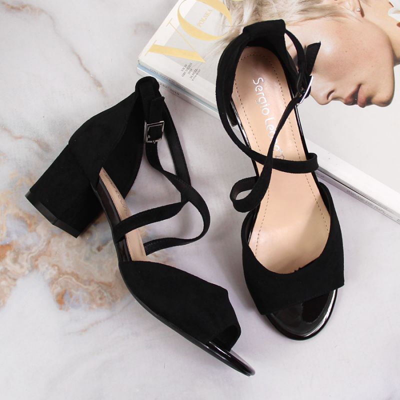 Inny Sergio Leone W SK367A black block heel sandals Túracipő