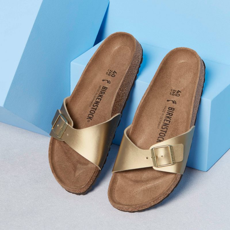 Birkenstock Madrid Birko-Flor Gold regular women's flip-flops wide gold (1016106) Cipő