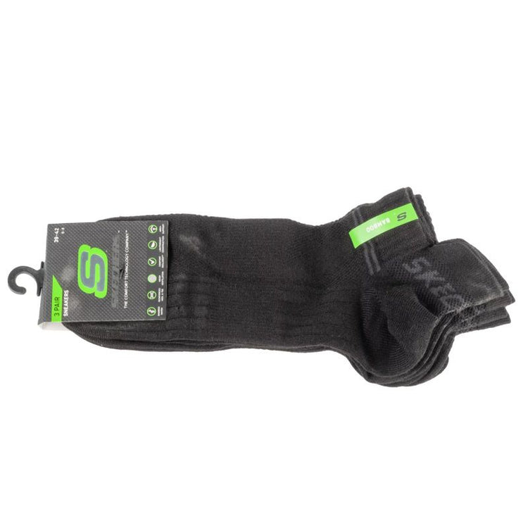 Skechers 3PPK Bamboo Mesh Sneaker Socks SK43098-9999 Black fekete zokni