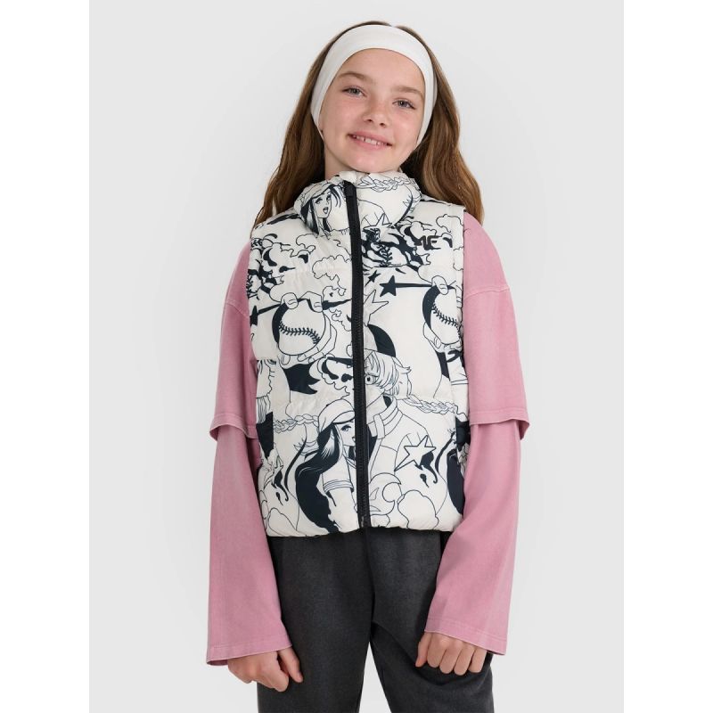 Girls' down vest with synthetic filling 4F 4FJRAW25TVJAF320-11A mellény