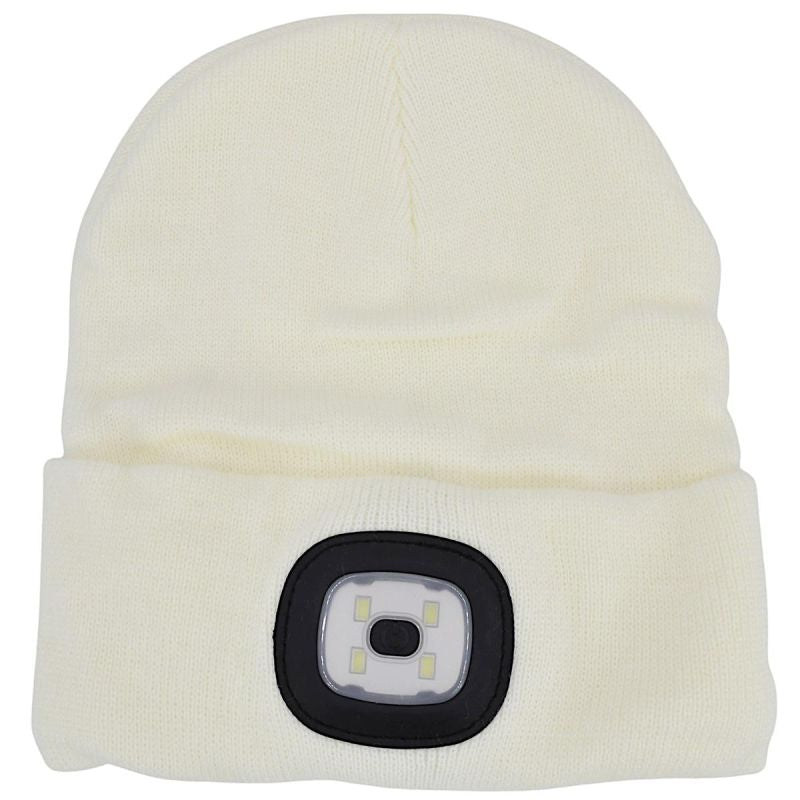 head Beanie With 4-Led Headlamp, 120 Lm, 3 Modes, For Outdoor Activities fehér kötött sapka GSP-1088228