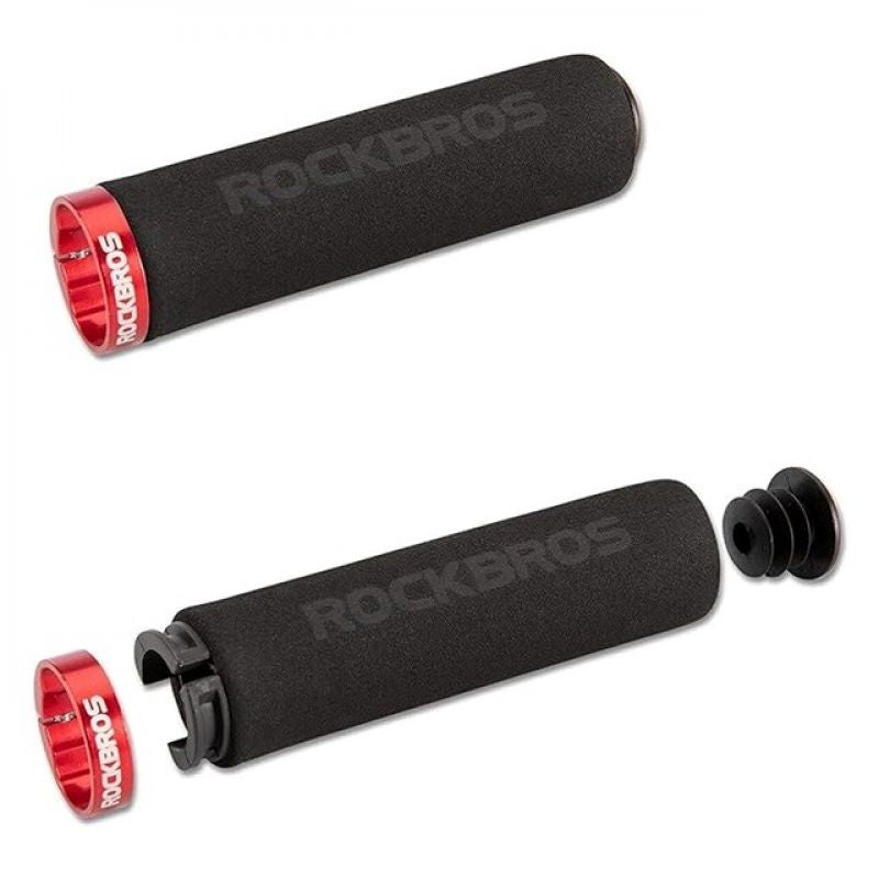 Rockbros Foam Bicycle Grips for Handlebars – Black and Red piros zokni Rockbros-BT1001BKRD