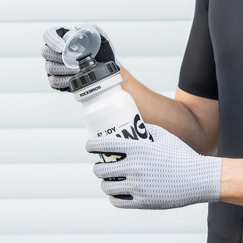 Rockbros Breathable Full Finger Cycling Gloves, Size: S - Gray szary \ s kesztyű