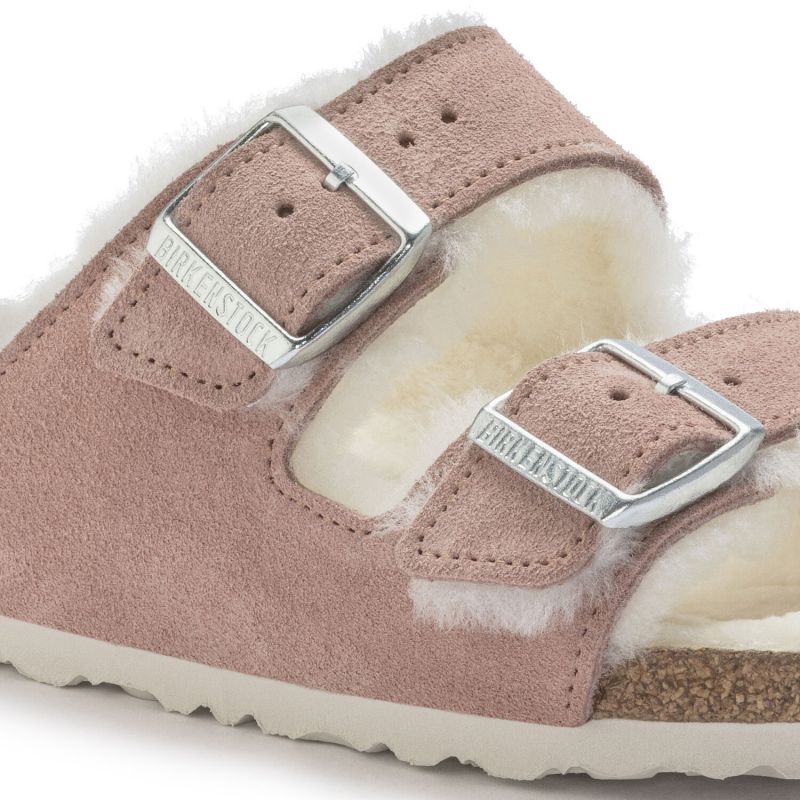 Birkenstock Arizona Suede Leather Shearling Pink Clay LAF Narrow Insulated Flip-Flops (1023258) cipő