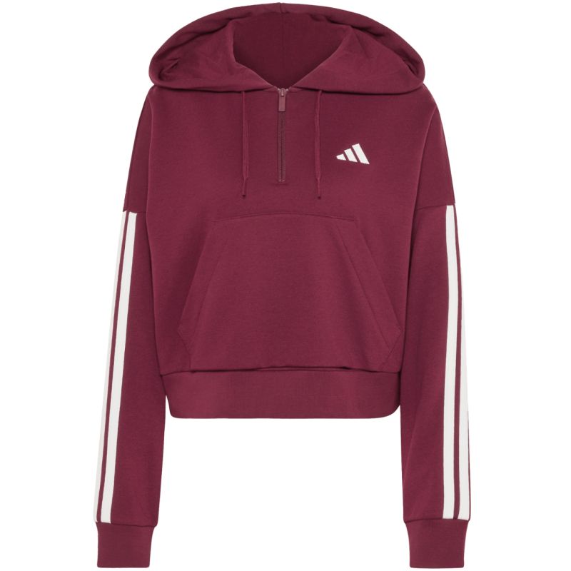 Adidas Women's Essentials 3-Stripes French Terry Quarter-Zip Burgundy Sweatshirt 2xs pulóver KF8316