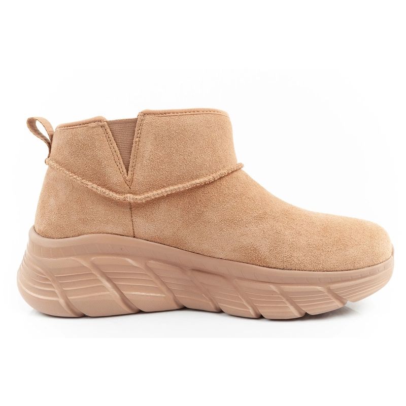 Skechers women's winter boots, insulated leather ankle boots, brown Cipő