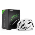 Rockbros Bike Helmet with Visor, Detachable UV Goggles, Unisex, Glossy - White biały helmets, glasses, training equipment