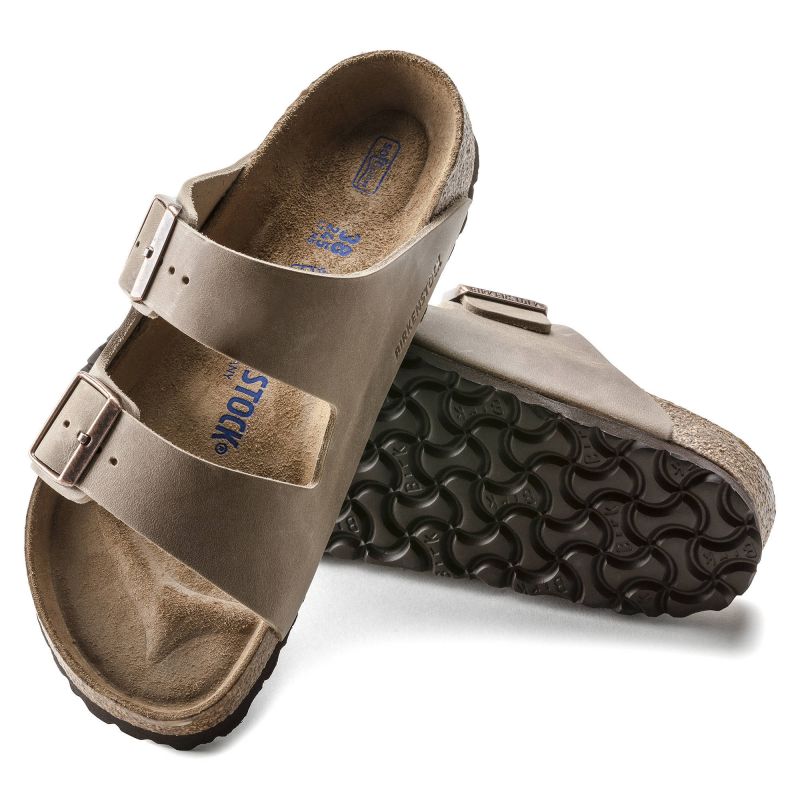 Birkenstock Arizona Soft Footbed Oiled Leather Tabacco Brown Narrow Women's/Men's Slides (0552813) cipő