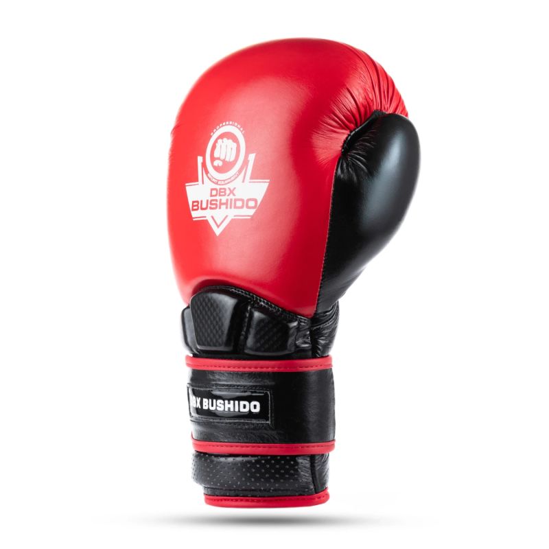 DBX Bushido Warrior RED Genuine Leather Boxing Gloves czarno-czerwony kesztyű