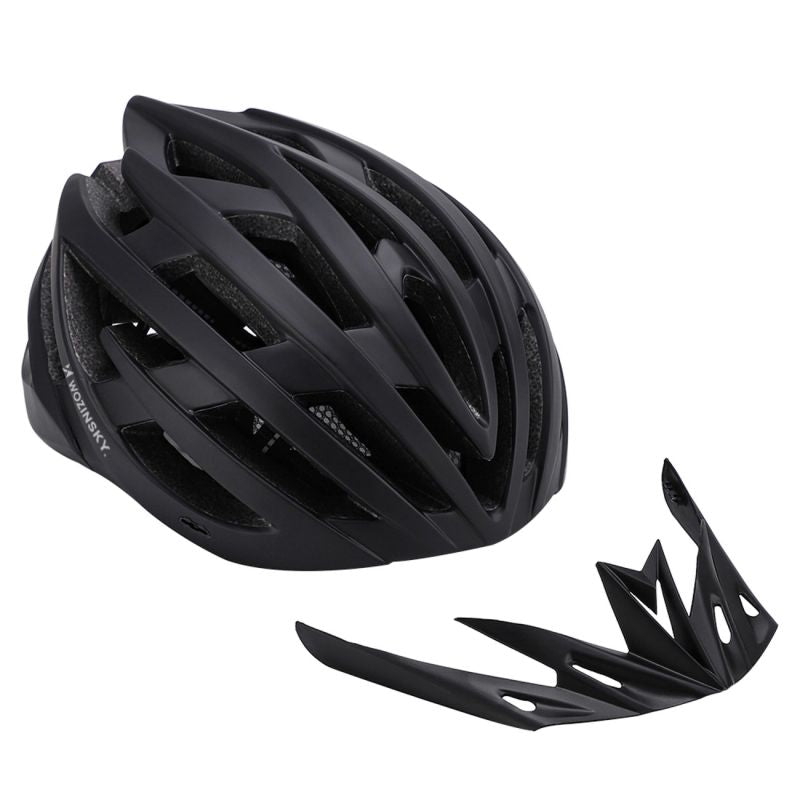 Wozinsky MTB Bike Helmet with Removable Visor and Rear USB Light L - Black czarny védőfelszerelés HT-28VCB-199833