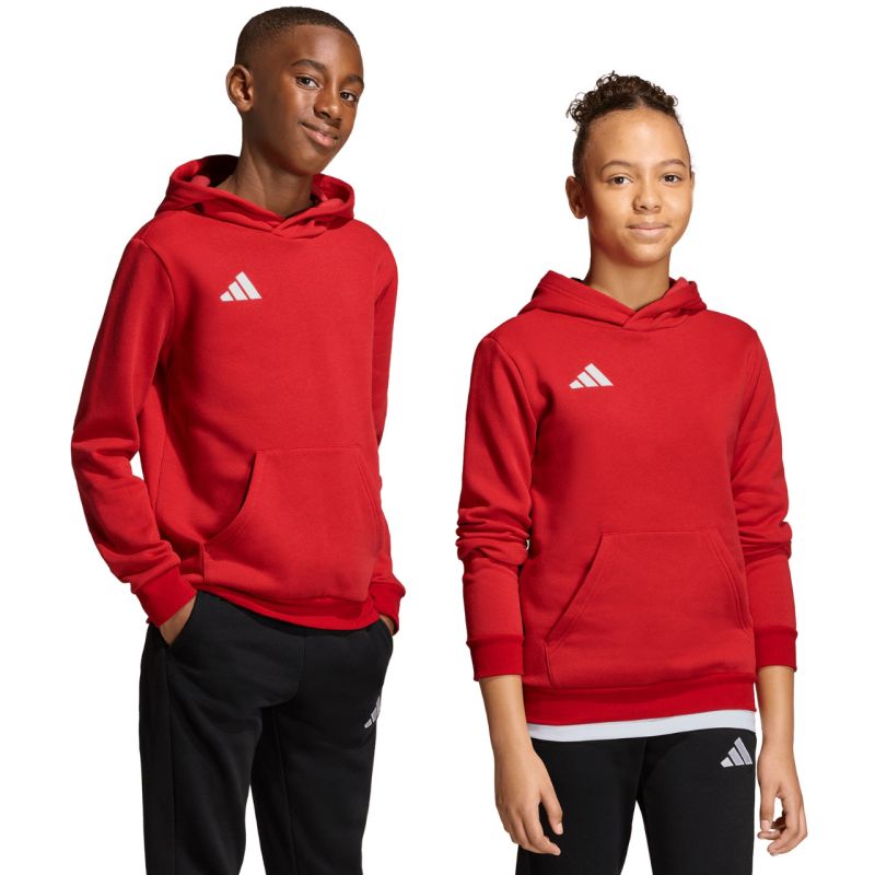 adidas Entrada 26 Hoody red JZ6568 104cm kapucnis pulóver