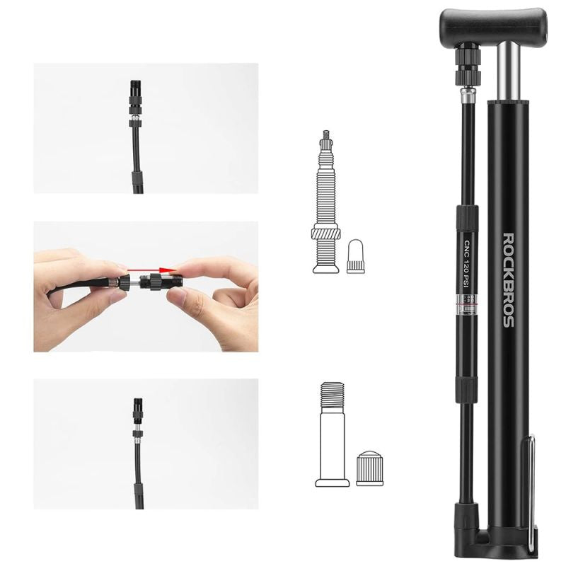 Rockbros 42322821001 floor bicycle pump - black fekete pumps