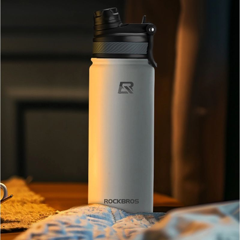 Rockbros 35210029006 thermal bicycle bottle for drinks 650 ml - white biały \ 650 ml water bottles, training equipment, tourist equipment