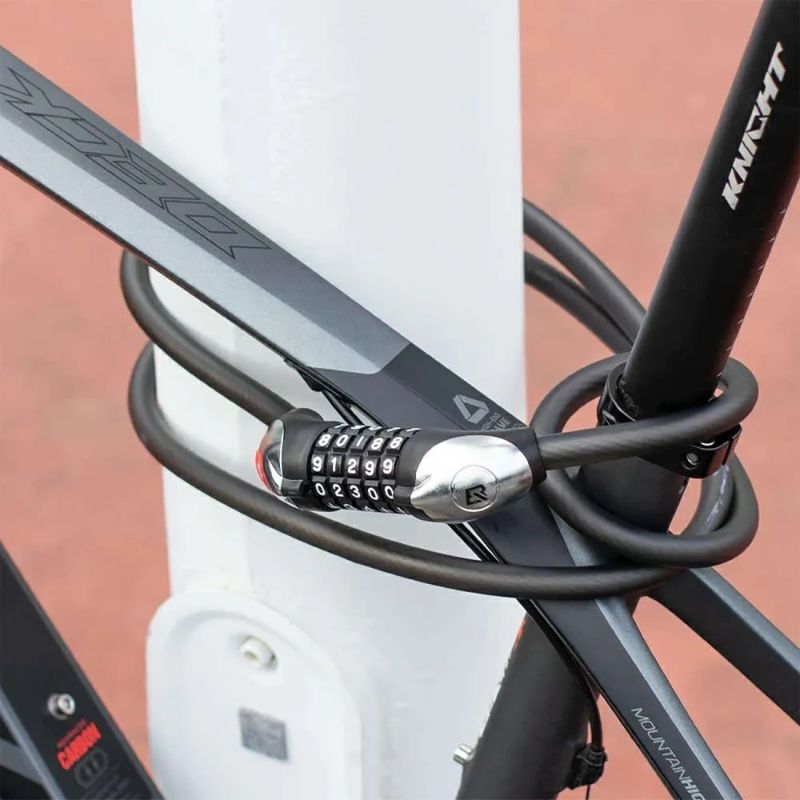 Rockbros bike lock – steel cable, 5-digit code + LED, utcai cipő 5907769384219-211820