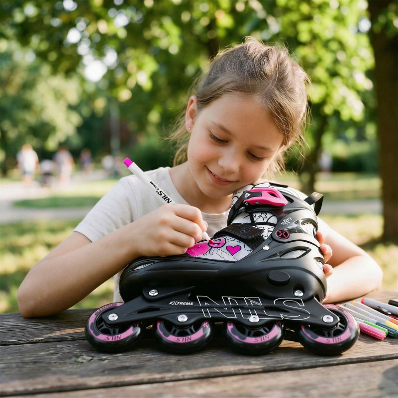 NH10907 4in1 ROLLER SKATES WITH EXTENDED HOCKEY BLADES TINTS PINK SIZE M (35-38) NILS EXTREME rózsaszín görkorcsolya