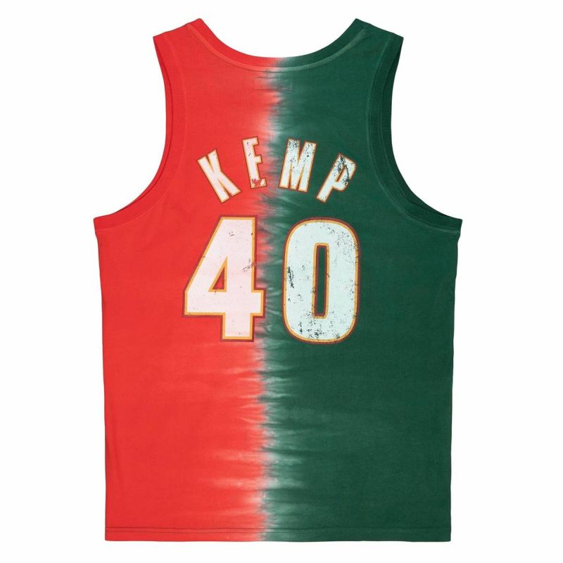Mitchell & Ness NBA Seattle Supersonics Shawn Kemp Tie Dye Cotton Tank - TTNK3206-SSUYYSKEGNRD atléta