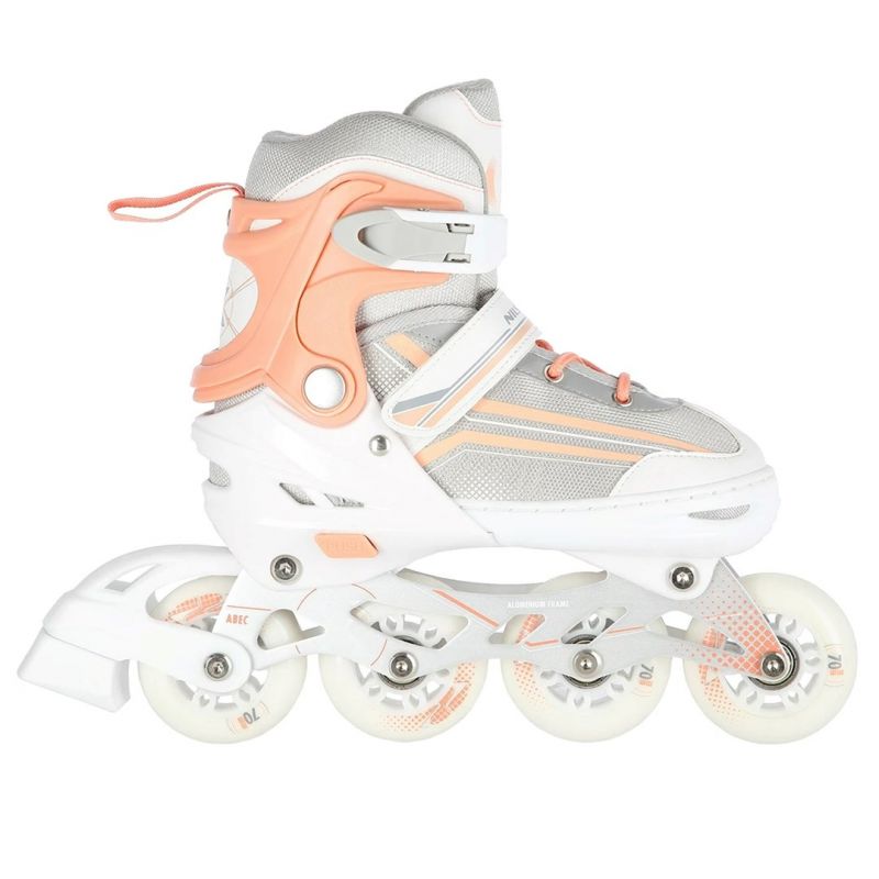 NILS Extreme NH18190 2in1 inline skates, white and pink, size S (29-33), with replaceable hockey blade rózsaszín sípcsontvédő