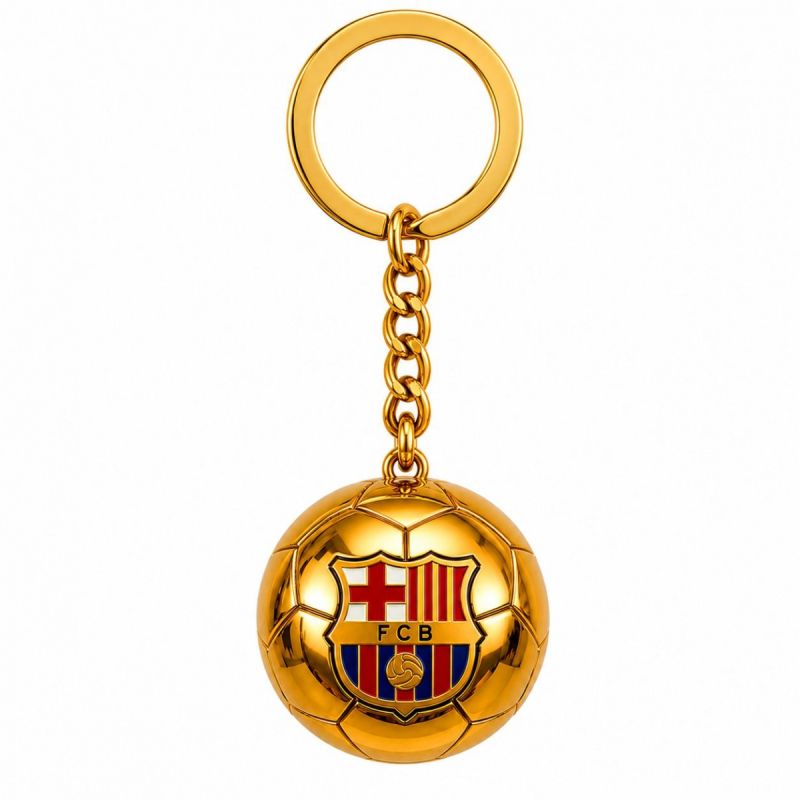 FC Barcelona original licensed keychain in the shape of a golden with the coat of arms złoty labda B7081