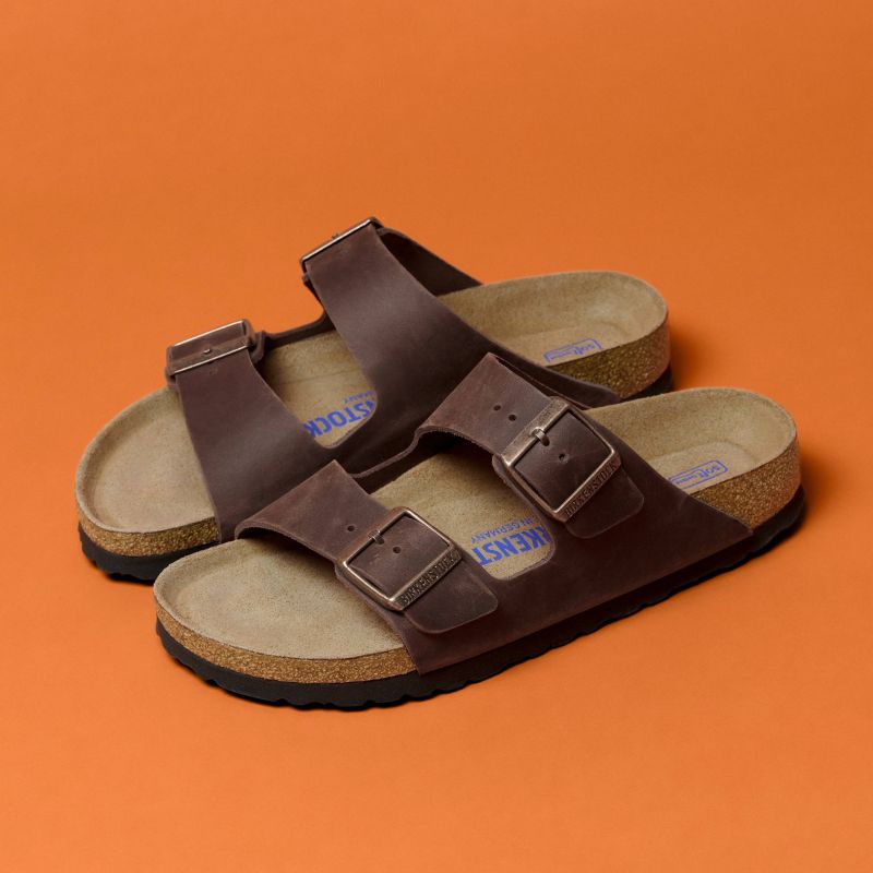 Birkenstock Arizona Soft Footbed Oiled Leather Habana Narrow Women's Slides (0452763) cipő