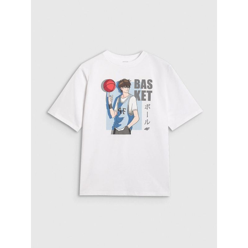 Boy's oversize T-shirt with print 4F 4FJRAW25TTSHM3062-10S