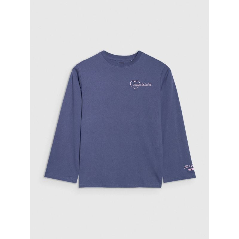 Oversized longsleeve with print for girls 4F 4FJRAW25TLONF589-33S hosszú ujjú póló