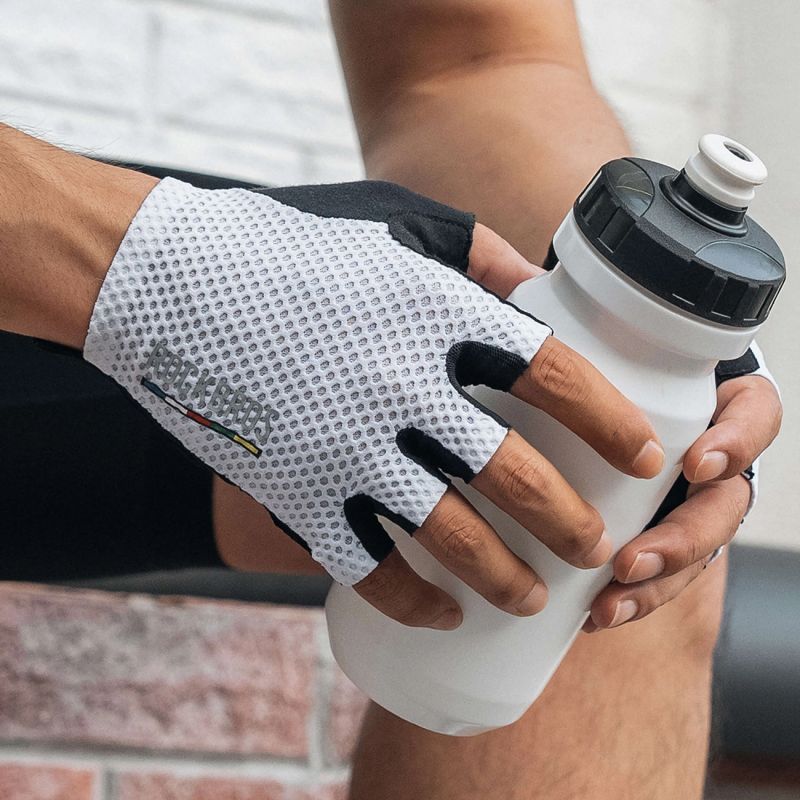 Rockbros ROAD TO SKY Short Shock Absorbing Cycling Gloves M - White m \ biały kesztyű 16220043002-211641