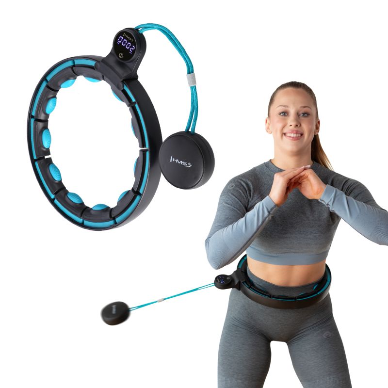 HMS Hhm17 Hula Hop Black/Turquoise With Magnets And Weight + Counter fekete edzéssegítő 17-44-589