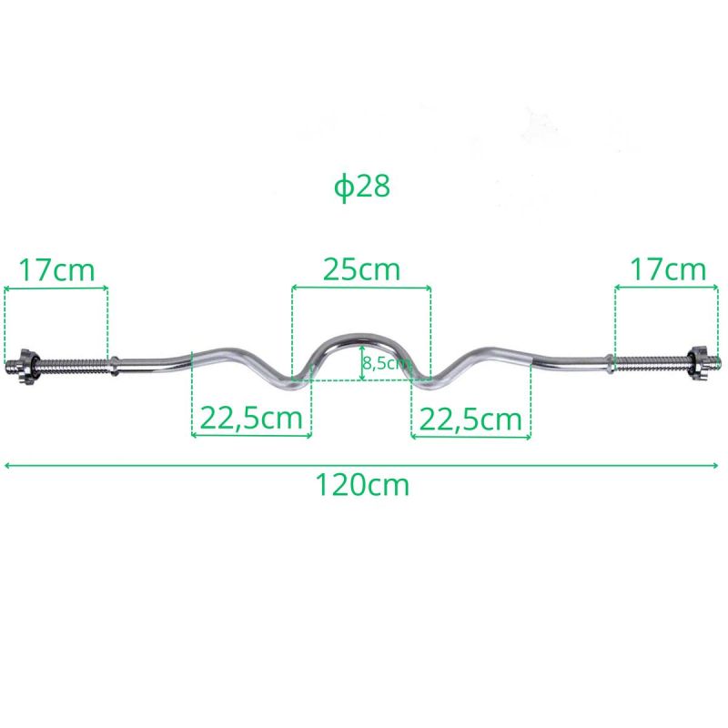 Enero Strongly Angled Bar 120 Cm Fit ø28 bars, strength training equipment, training equipment
