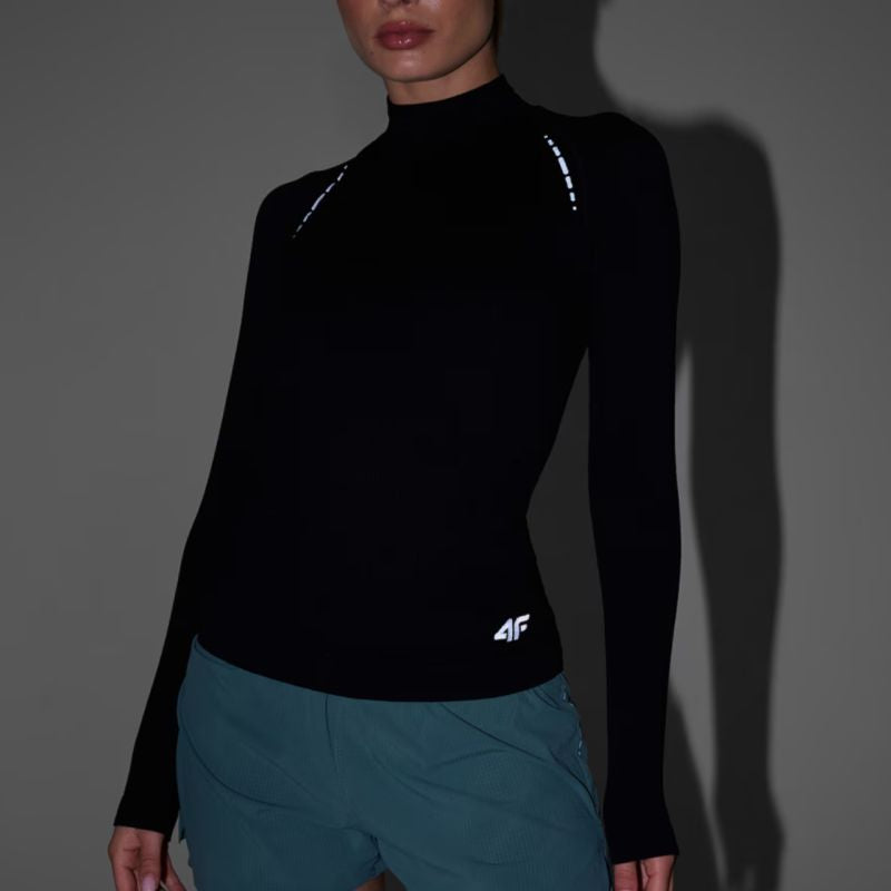 4f Women's longsleeve t-shirt F419 deep black 4FWAW25TFLOF419 20S Ruházat