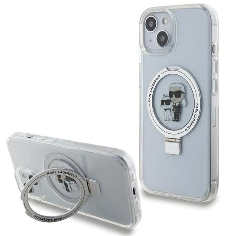 Karl Lagerfeld KLHMP15SHMRSKCH iPhone 15 / 14 / 13 6.1" /white hardcase Ring Stand Karl&Choupette MagSafe fehér pénztárca