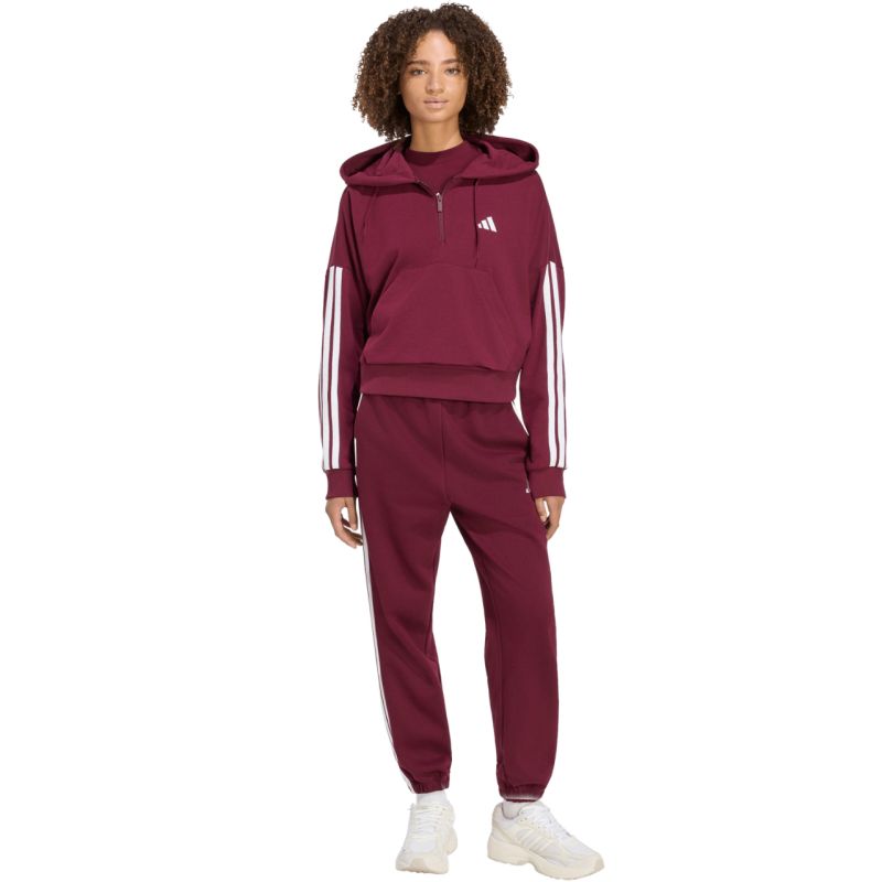 Adidas Women's Essentials 3-Stripes French Terry Quarter-Zip Burgundy Sweatshirt 2xs pulóver KF8316