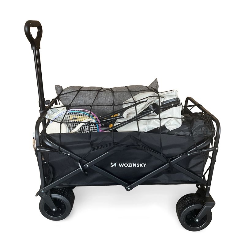 Wozinsky WZP-100 beach, tourist, garden trolley, durable, wide wheels, with safety net up to - black fekete elektronika 304004-197497