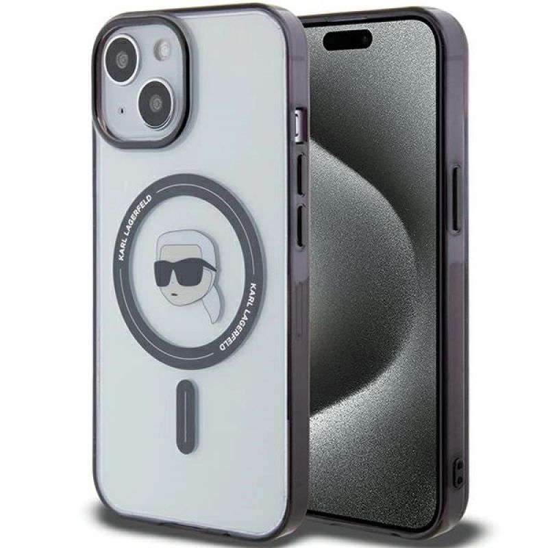 Karl Lagerfeld KLHMP15SHKHNOTK iPhone 15 6.1" transparent hardcase IML Karl`s Head MagSafe kabát