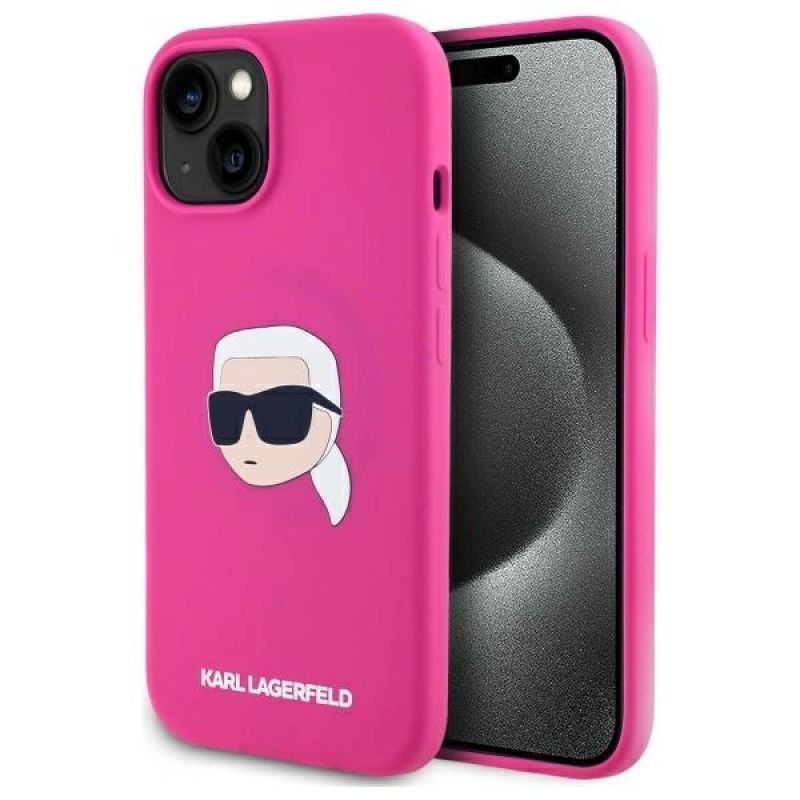 Karl Lagerfeld KLHMP15SSKHPPLF iPhone 15 6.1" fuchsia/fuschia hardcase Silicone Karl Head Print MagSafe cases