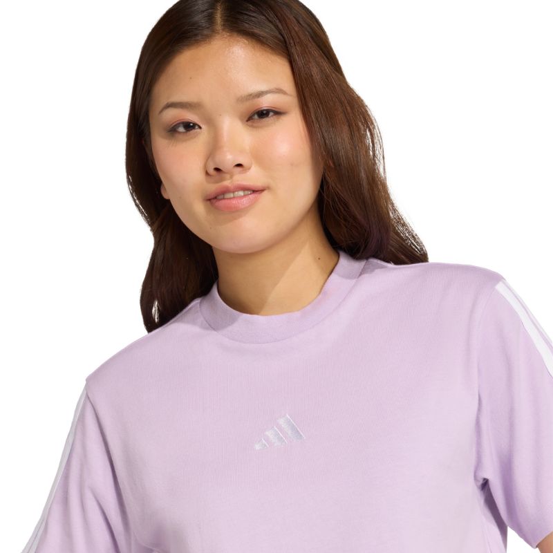 adidas Essentials 3-Stripes Cotton Women's T-Shirt Light Purple JV7362 Ruházat