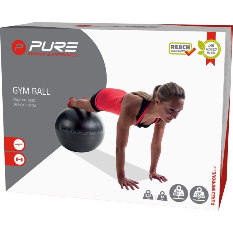 Pure 2 Improve Fitness Ball 65cm Black fekete balls, medicine balls