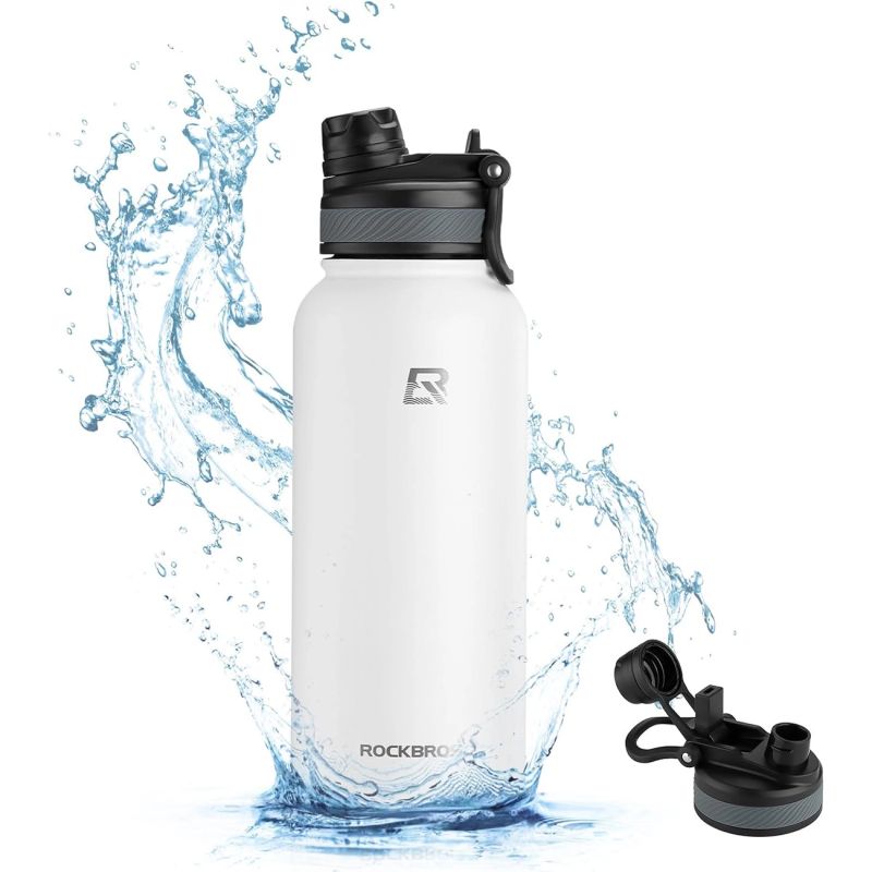 Rockbros 35210029005 thermal bicycle bottle for drinks 550 ml - white 550 ml \ biały water bottles, training equipment, tourist equipment