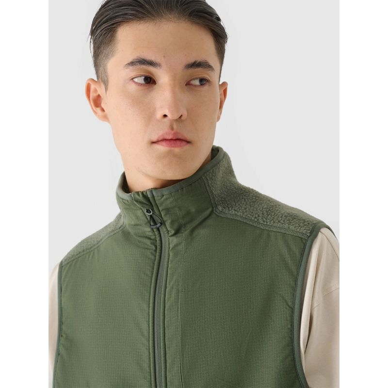 Men's sherpa vest with stand-up collar 4F 4FRAW24TVESM172-43S mellény