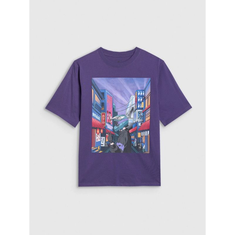 Boy's oversize T-shirt with print 4F 4FJRAW25TTSHM3061-51S