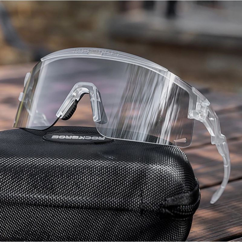 Rockbros Photochromic Cycling Glasses with UV Protection and Corrective Insert - White fehér glasses, training equipment