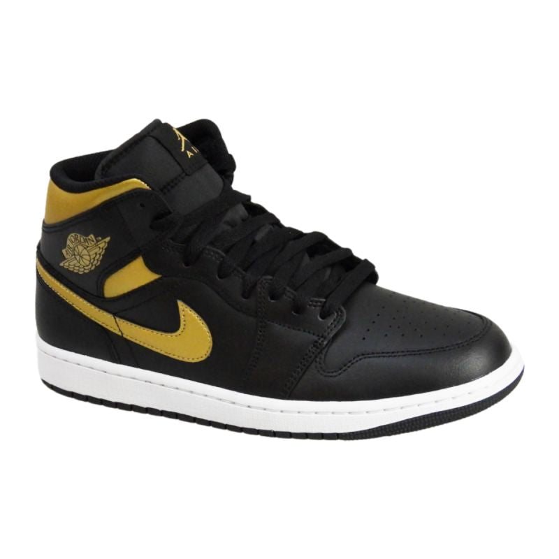 AIR Jordan 1 Mid (GS) Basketball Black/Metallic Gold - arany cipő