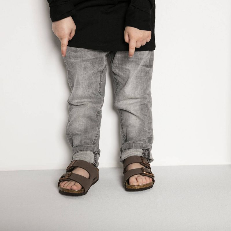 Birkenstock Arizona Kids Birko-Flor Nubuk Mocha narrow flip-flops for kids (0552893) cipő