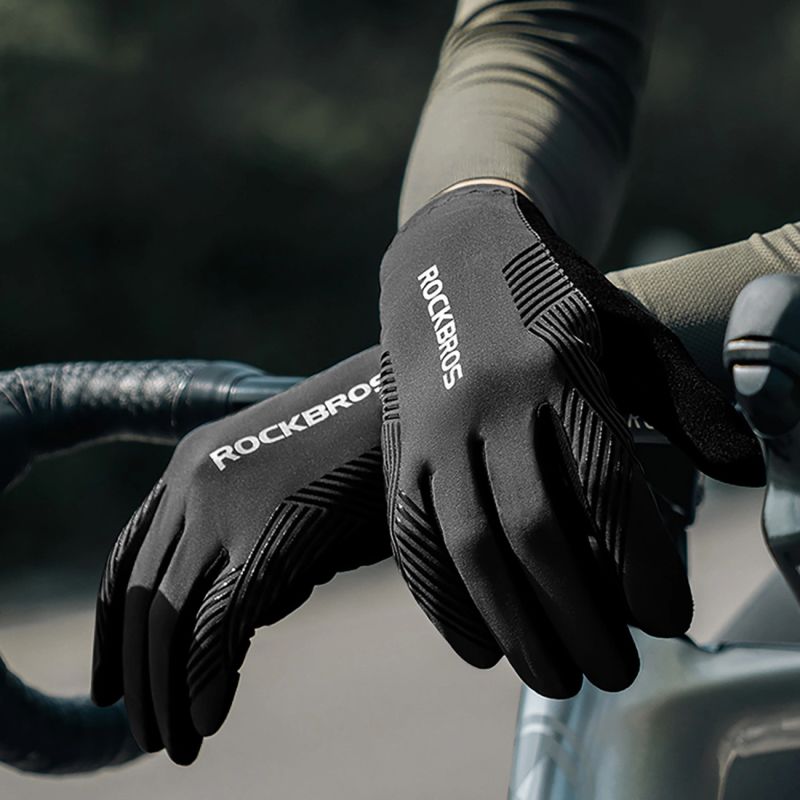 Rockbros cycling gloves spring/summer/autumn, full, size: XL - black czarny \ xl kesztyű
