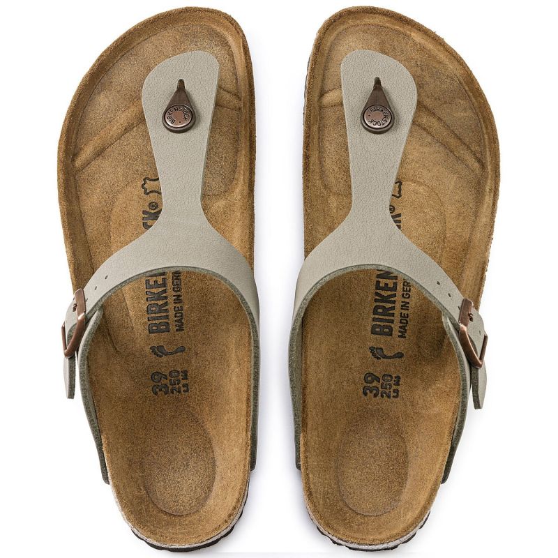 Birkenstock Women's gray-beige Gizeh Birko-Flor Nubuck Stone regular wide (43391) general